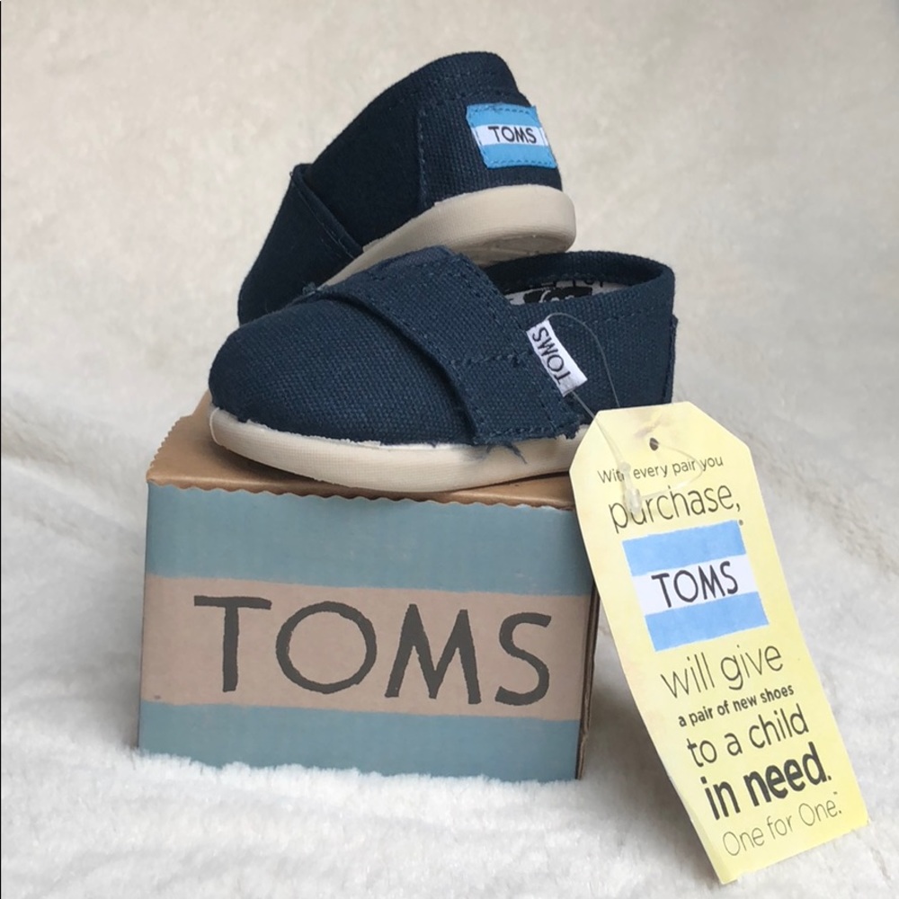Toms Classics Navy Canvas Slip On Shoes Tiny 2